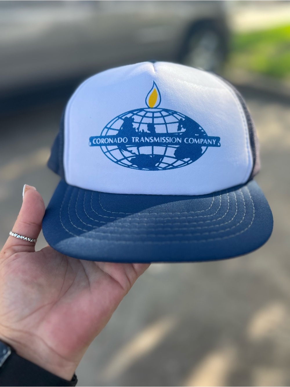 Vintage Coronado Transmission Company Snapback Trucker Hat - White & Navy